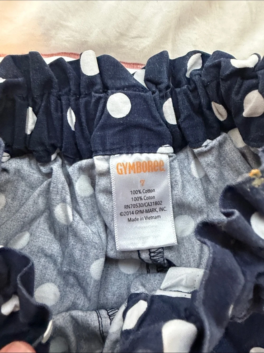 Gymboree Navy and White Polka Dot Ruffle Waist Shorts